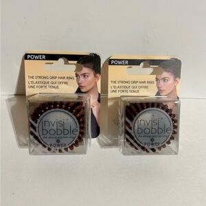 Lot 2 Invisibobble Original Power Strong Grip Hair Ring Coil Brown 3pk (6) NEW